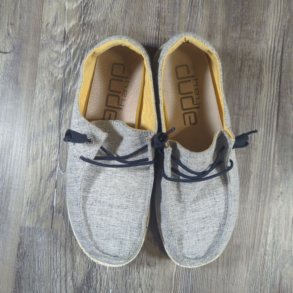 Hey Dude Shoes Womens Size 7 Wendy Chambray White Blue Slip On Loafers Flats - Picture 5 of 13